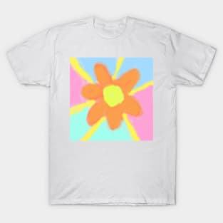 Pink blue orange flower watercolor art T-Shirt